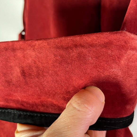 Metrostyle Size L Rusty Red Suede Leather Coat Double-Breasted Retro - Picture 12 of 14